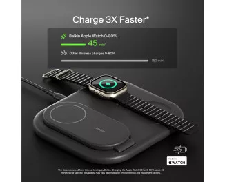 Беспроводное зарядное устройство Belkin BoostCharge 3-in-1 Magnetic Foldable Wireless Charger with Qi2 15W Black (WIZ029vfBK)