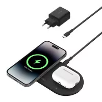 Беспроводное зарядное устройство Belkin BoostCharge Pro 2-in-1 Magnetic Wireless Charging Pad with Qi2 15W Black (WIZ021vfBK)