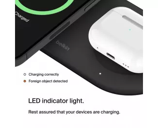 Бездротовий зарядний пристрій Belkin BoostCharge Pro 2-in-1 Magnetic Wireless Charging Pad with Qi2 15W Black (WIZ021vfBK)