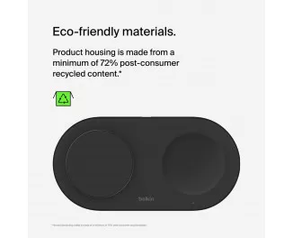 Бездротовий зарядний пристрій Belkin BoostCharge Pro 2-in-1 Magnetic Wireless Charging Pad with Qi2 15W Black (WIZ021vfBK)
