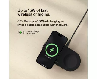 Бездротовий зарядний пристрій Belkin BoostCharge Pro 2-in-1 Magnetic Wireless Charging Pad with Qi2 15W Black (WIZ021vfBK)