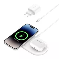 Беспроводное зарядное устройство Belkin BoostCharge Pro 2-in-1 Magnetic Wireless Charging Pad with Qi2 15W White (WIZ021vfWH)