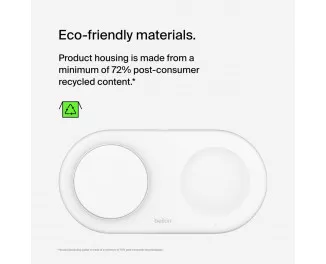 Беспроводное зарядное устройство Belkin BoostCharge Pro 2-in-1 Magnetic Wireless Charging Pad with Qi2 15W White (WIZ021vfWH)