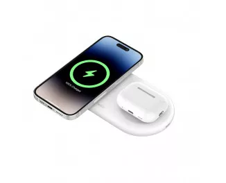 Беспроводное зарядное устройство Belkin BoostCharge Pro 2-in-1 Magnetic Wireless Charging Pad with Qi2 15W White (WIZ021vfWH)