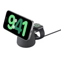 Бездротовий зарядний пристрій Belkin BoostCharge Pro 2-in-1 Wireless Charging Dock with MagSafe 15W Charcoal (WIZ020vfH36)