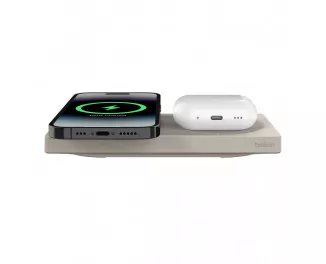 Бездротовий зарядний пристрій Belkin BoostCharge Pro 2-in-1 Wireless Charging Pad with MagSafe 15W Sand (WIZ019ttSA)