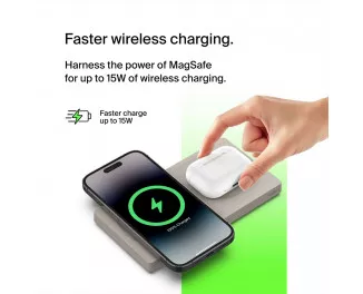 Бездротовий зарядний пристрій Belkin BoostCharge Pro 2-in-1 Wireless Charging Pad with MagSafe 15W Sand (WIZ019ttSA)