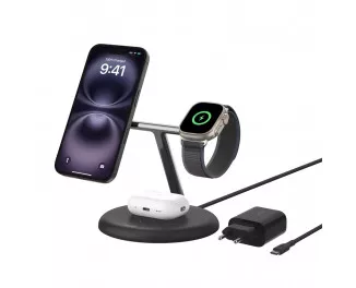 Беспроводное зарядное устройство Belkin BoostCharge Pro 3-in-1 Magnetic Wireless Charging Stand with Qi2 15W Black (WIZ023vfBK)