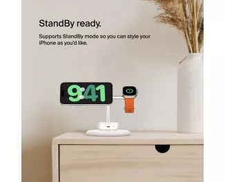 Бездротовий зарядний пристрій Belkin BoostCharge Pro 3-in-1 Magnetic Wireless Charging Stand with Qi2 15W White (WIZ023vfWH)