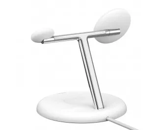 Бездротовий зарядний пристрій Belkin BoostCharge Pro 3-in-1 Magnetic Wireless Charging Stand with Qi2 15W White (WIZ023vfWH)