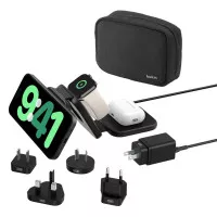 Беспроводное зарядное устройство Belkin BoostCharge Pro 3-in-1 Magnetic Wireless Charging Travel Pad with Qi2 15W Black (WIZ024hqBK)