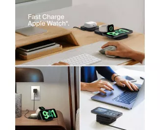 Бездротовий зарядний пристрій Belkin BoostCharge Pro 3-in-1 Magnetic Wireless Charging Travel Pad with Qi2 15W Black (WIZ024hqBK)