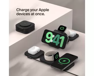Бездротовий зарядний пристрій Belkin BoostCharge Pro 3-in-1 Magnetic Wireless Charging Travel Pad with Qi2 15W Black (WIZ024hqBK)