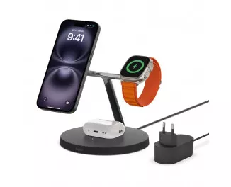 Беспроводное зарядное устройство Belkin BoostCharge Pro 3-in-1 Wireless Charger with Official MagSafe Charging 15W Black (WIZ017vfBK)