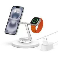 Беспроводное зарядное устройство Belkin BoostCharge Pro 3-in-1 Wireless Charger with Official MagSafe Charging 15W White (WIZ017vfWH)