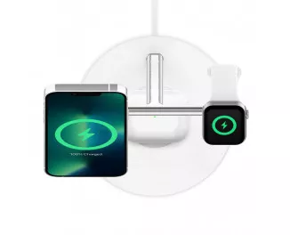 Бездротовий зарядний пристрій Belkin BoostCharge Pro 3-in-1 Wireless Charger with Official MagSafe Charging 15W White (WIZ017vfWH)