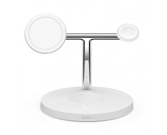 Бездротовий зарядний пристрій Belkin BoostCharge Pro 3-in-1 Wireless Charger with Official MagSafe Charging 15W White (WIZ017vfWH)