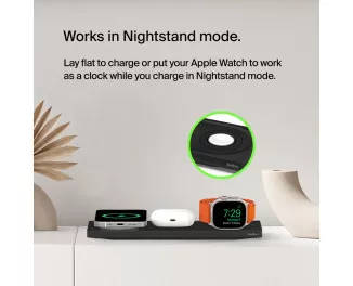 Беспроводное зарядное устройство Belkin BoostCharge Pro 3-in-1 Wireless Charging Pad with Official MagSafe Charging 15W Black (WIZ016vfBK, HPU72)