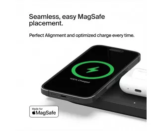 Беспроводное зарядное устройство Belkin BoostCharge Pro 3-in-1 Wireless Charging Pad with Official MagSafe Charging 15W Black (WIZ016vfBK, HPU72)