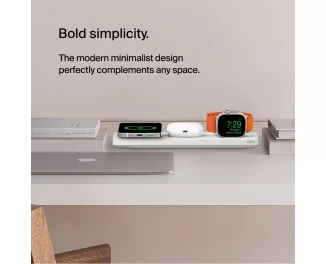 Бездротовий зарядний пристрій Belkin BoostCharge Pro 3-in-1 Wireless Charging Pad with Official MagSafe Charging 15W White (WIZ016vfWH, HPU82)