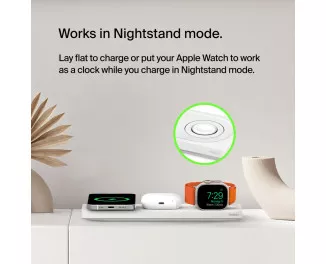 Бездротовий зарядний пристрій Belkin BoostCharge Pro 3-in-1 Wireless Charging Pad with Official MagSafe Charging 15W White (WIZ016vfWH, HPU82)