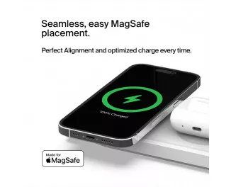Бездротовий зарядний пристрій Belkin BoostCharge Pro 3-in-1 Wireless Charging Pad with Official MagSafe Charging 15W White (WIZ016vfWH, HPU82)