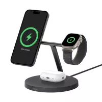 Беспроводное зарядное устройство Belkin BoostCharge Pro 3-in-1 Wireless Charging Stand with Qi2 15W Black (WIZ032kqBK)