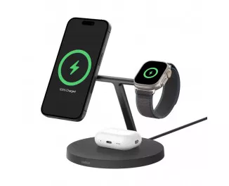 Беспроводное зарядное устройство Belkin BoostCharge Pro 3-in-1 Wireless Charging Stand with Qi2 15W Black (WIZ032kqBK)