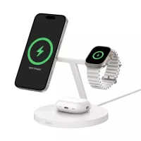 Беспроводное зарядное устройство Belkin BoostCharge Pro 3-in-1 Wireless Charging Stand with Qi2 15W White (WIZ032kqWH)