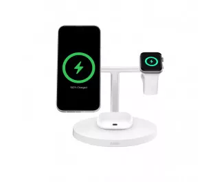 Беспроводное зарядное устройство Belkin BoostCharge Pro 3-in-1 Wireless Charging Stand with Qi2 15W White (WIZ032kqWH)