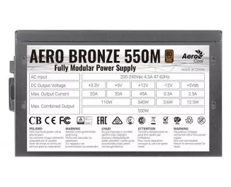 Блок питания 550W AeroCool Aero Bronze 550M (ACPB-AR55AEC.1M)