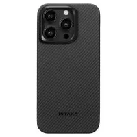 Чехол для iPhone 15 Pro Pitaka MagEZ Case 4 Twill 600D Black/Grey (KI1501PA)