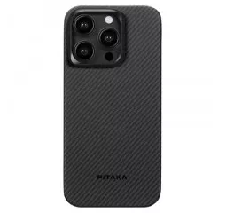 Чехол для iPhone 15 Pro Pitaka MagEZ Case 4 Twill 600D Black/Grey (KI1501PA)