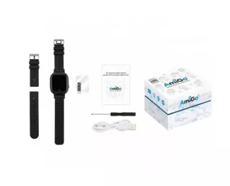 Дитячий розумний годинник AmiGo GO004 Splashproof Camera+LED Black (UA)