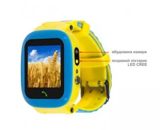 Дитячий розумний годинник AmiGo GO004 Splashproof Camera+LED GLORY Blue-Yellow (UA)