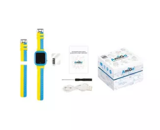 Дитячий розумний годинник AmiGo GO004 Splashproof Camera+LED GLORY Blue-Yellow (UA)