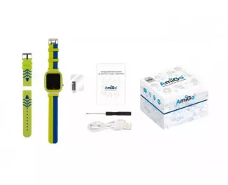 Детские умные часы AmiGo GO004 Splashproof Camera+LED Green (UA)
