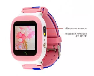 Детские умные часы AmiGo GO004 Splashproof Camera+LED Pink (UA)