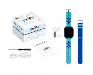 Детские умные часы AmiGo GO005 4G Wi-Fi Thermometer Blue (UA)
