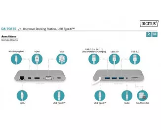 Док-станция DIGITUS USB-C, 11 Port