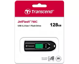 Флешка USB 3.2 128Gb Transcend JetFlash 790C Black (TS128GJF790C)