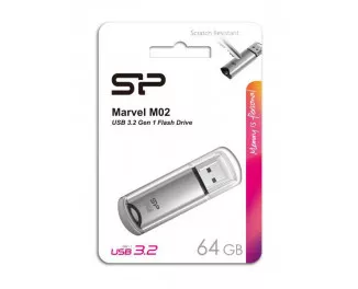 Флешка USB 3.2 64Gb Silicon Power Marvel M02 Silver (SP064GBUF3M02V1S)