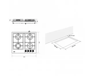 Газовая варочная поверхность ELEYUS INGA 60 WH CF