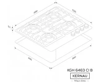 Газова варильна поверхня Kernau KGH 6463 CI B