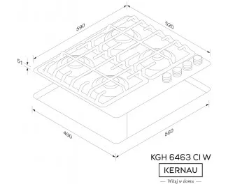 Газовая варочная поверхность Kernau KGH 6463 CI W