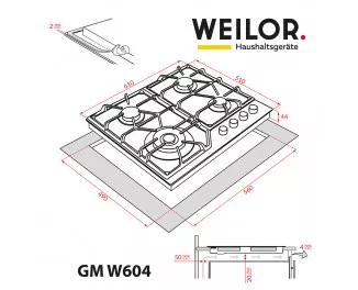 Газова варильна поверхня Weilor GM W 604 BL