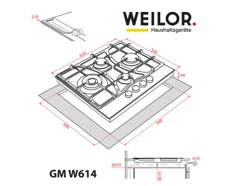 Газова варильна поверхня Weilor GM W 614 BL