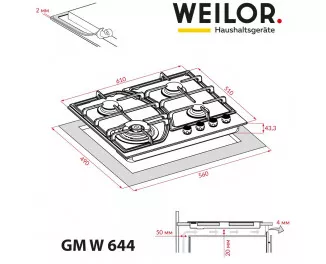 Газовая варочная поверхность Weilor GM W 644 BL