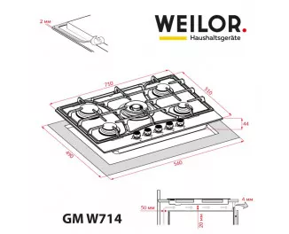 Газовая варочная поверхность Weilor GM W 714 BL