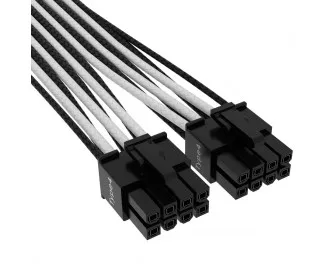 Кабель-адаптер 600W Corsair Premium Individually Sleeved 12+4pin PCIe Gen 5 12VHPWR cable, Type 4, BLACK/WHITE (CP-8920333)